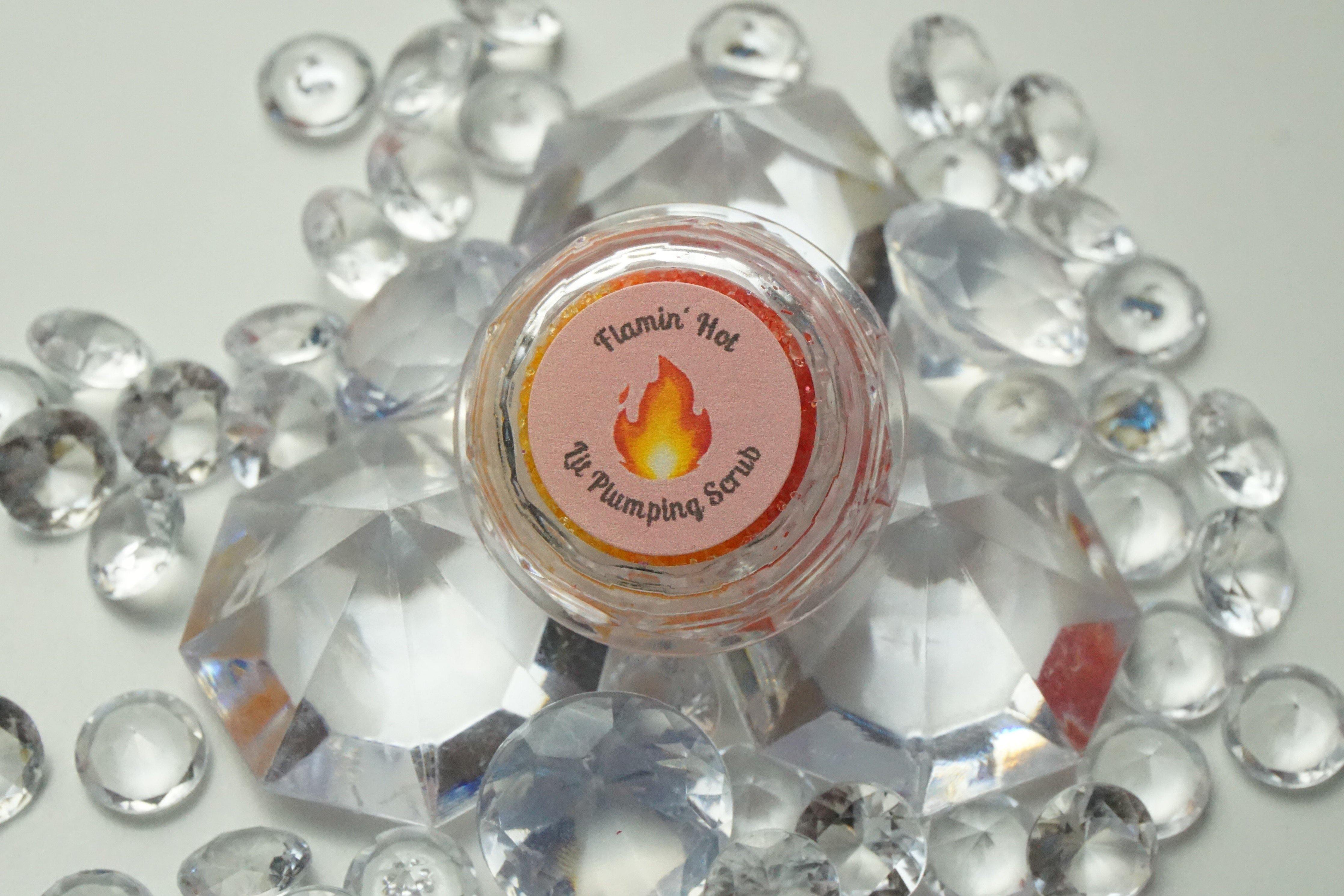 Flamin' Hot, cinnamon flavoured diamond shaped 5ml lip scrub